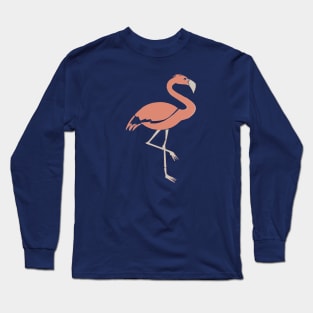 Two Tone Cartoon Style Coral Pink Flamingo Long Sleeve T-Shirt